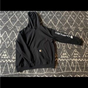 Carhartt Men's Black Hoodie with Logo Sleeve